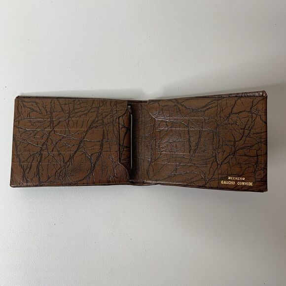 Meeker Gaucho Cowhide Leather Brown Leather Card Holder Wallet Fold - Picture 1 of 7